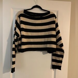 Striped Black and Cream Women's Sweater